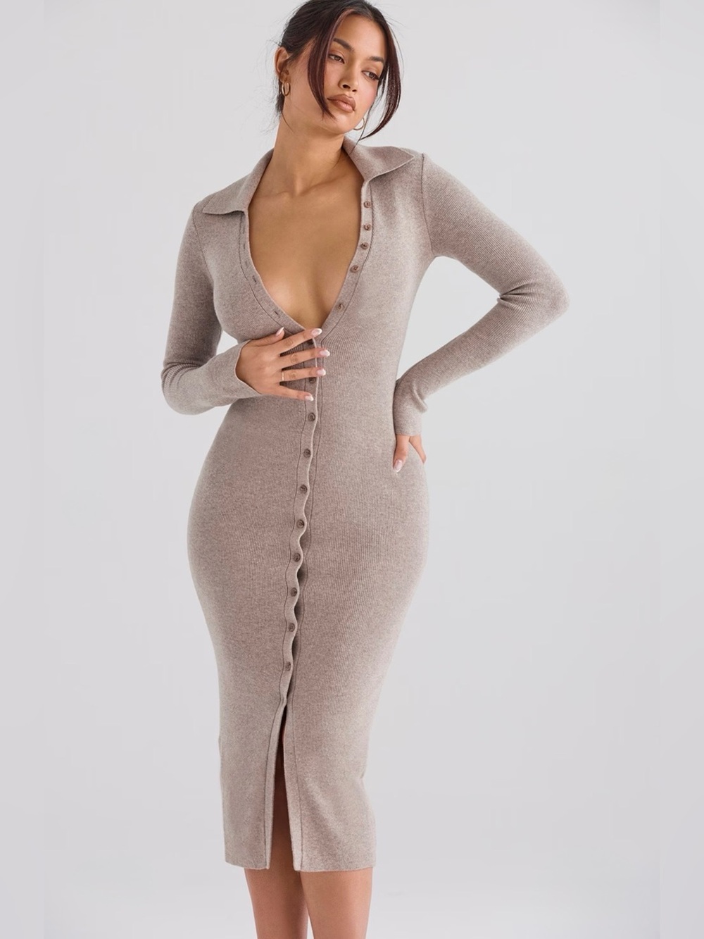 🩷Firm Price🩷House of CB Yvette beige cashmere knit midi dress - Picture 8 of 13